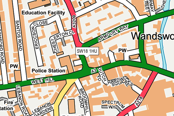 SW18 1HU map - OS OpenMap – Local (Ordnance Survey)