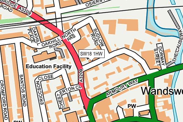 SW18 1HW map - OS OpenMap – Local (Ordnance Survey)