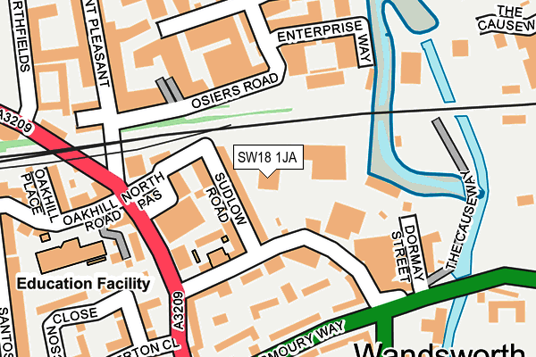 SW18 1JA map - OS OpenMap – Local (Ordnance Survey)