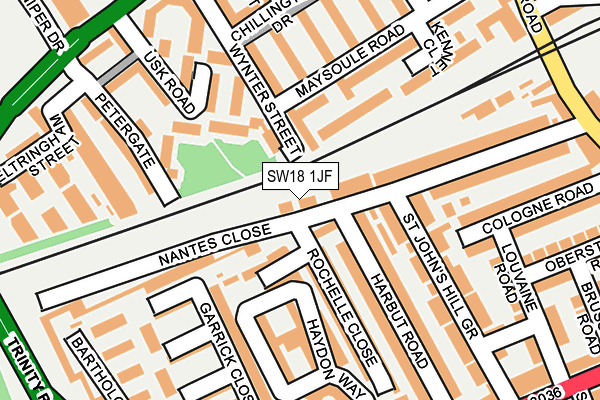 SW18 1JF map - OS OpenMap – Local (Ordnance Survey)