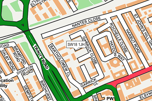SW18 1JH map - OS OpenMap – Local (Ordnance Survey)