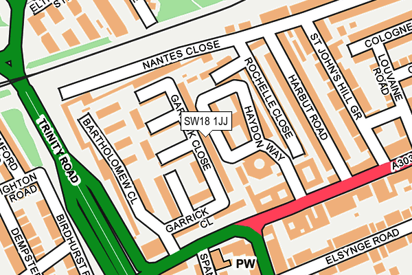 SW18 1JJ map - OS OpenMap – Local (Ordnance Survey)