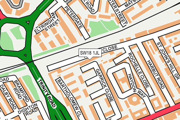 SW18 1JL map - OS OpenMap – Local (Ordnance Survey)