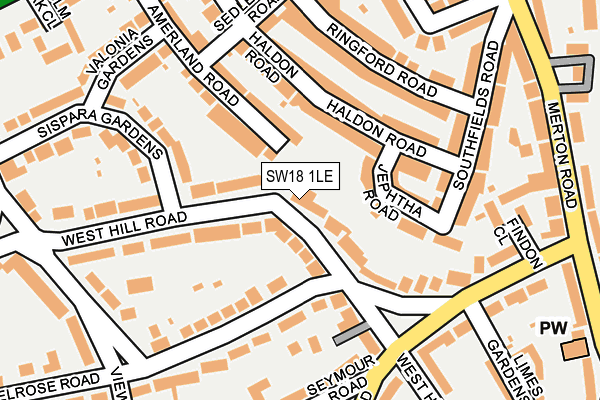 SW18 1LE map - OS OpenMap – Local (Ordnance Survey)