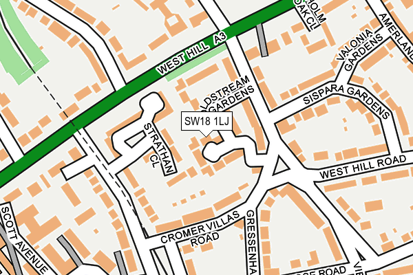 SW18 1LJ map - OS OpenMap – Local (Ordnance Survey)