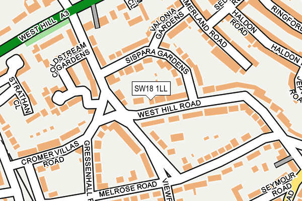 SW18 1LL map - OS OpenMap – Local (Ordnance Survey)