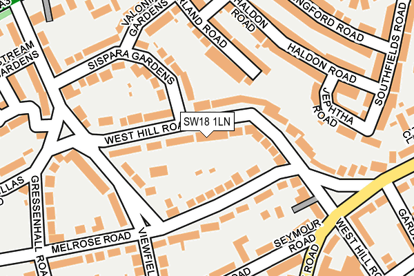 SW18 1LN map - OS OpenMap – Local (Ordnance Survey)