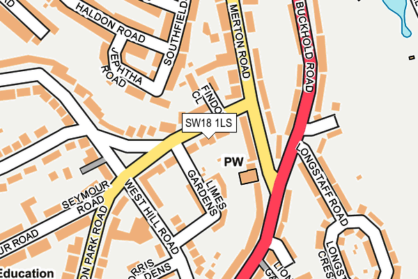 SW18 1LS map - OS OpenMap – Local (Ordnance Survey)