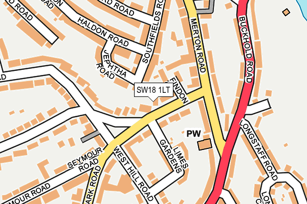 SW18 1LT map - OS OpenMap – Local (Ordnance Survey)