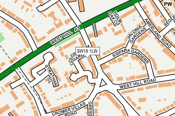 SW18 1LW map - OS OpenMap – Local (Ordnance Survey)