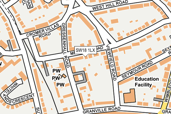 SW18 1LX map - OS OpenMap – Local (Ordnance Survey)