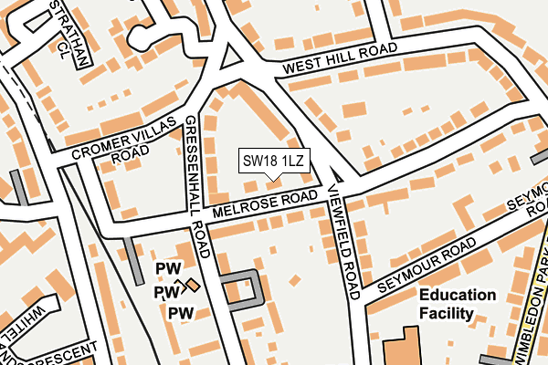 SW18 1LZ map - OS OpenMap – Local (Ordnance Survey)