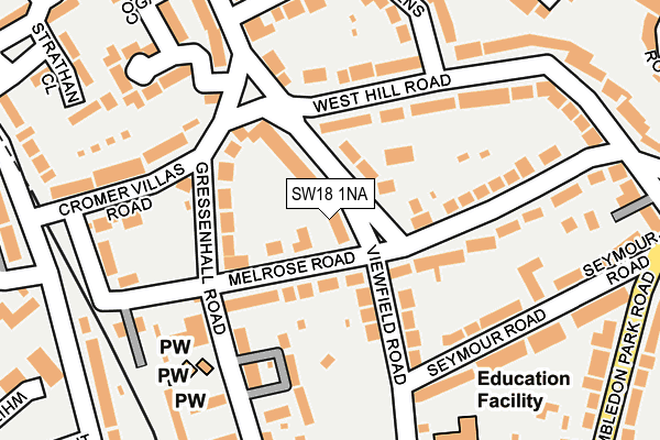 SW18 1NA map - OS OpenMap – Local (Ordnance Survey)