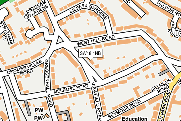 SW18 1NB map - OS OpenMap – Local (Ordnance Survey)