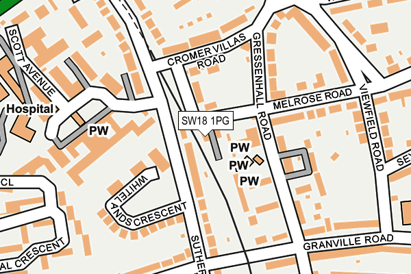 SW18 1PG map - OS OpenMap – Local (Ordnance Survey)