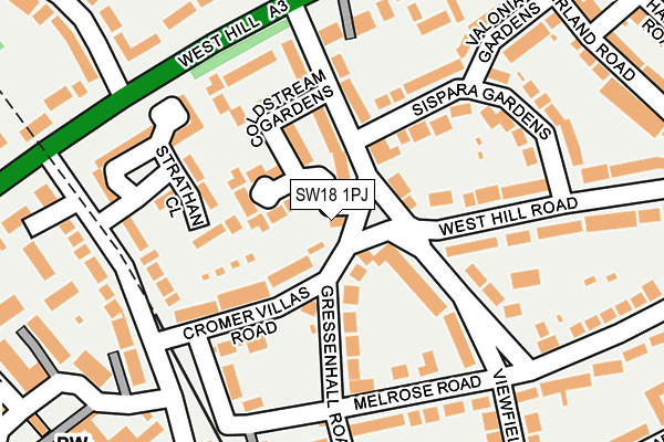 SW18 1PJ map - OS OpenMap – Local (Ordnance Survey)