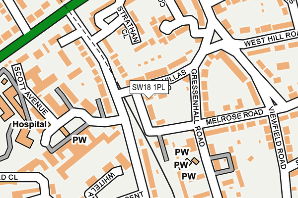 SW18 1PL map - OS OpenMap – Local (Ordnance Survey)