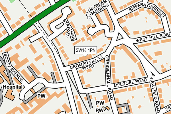 SW18 1PN map - OS OpenMap – Local (Ordnance Survey)