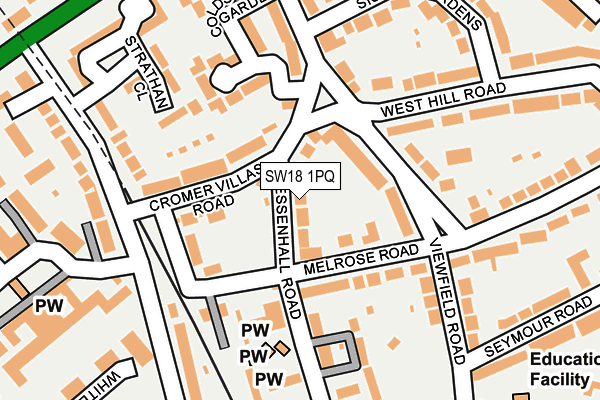 SW18 1PQ map - OS OpenMap – Local (Ordnance Survey)