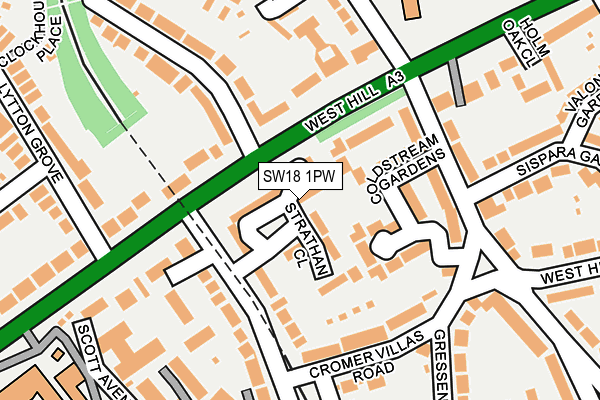 SW18 1PW map - OS OpenMap – Local (Ordnance Survey)