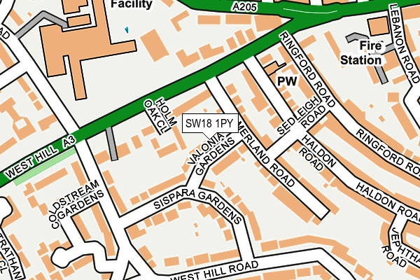 SW18 1PY map - OS OpenMap – Local (Ordnance Survey)