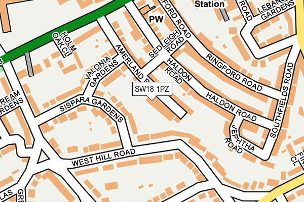 SW18 1PZ map - OS OpenMap – Local (Ordnance Survey)