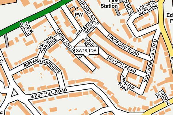 SW18 1QA map - OS OpenMap – Local (Ordnance Survey)
