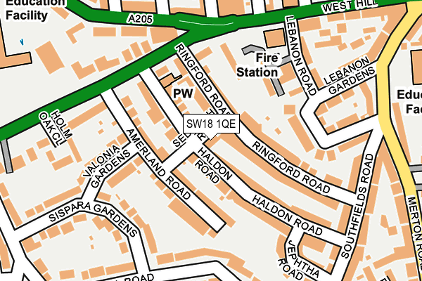 SW18 1QE map - OS OpenMap – Local (Ordnance Survey)