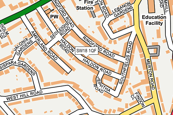 SW18 1QF map - OS OpenMap – Local (Ordnance Survey)
