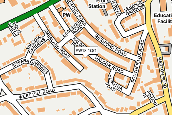 SW18 1QG map - OS OpenMap – Local (Ordnance Survey)