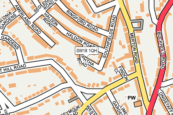 SW18 1QH map - OS OpenMap – Local (Ordnance Survey)