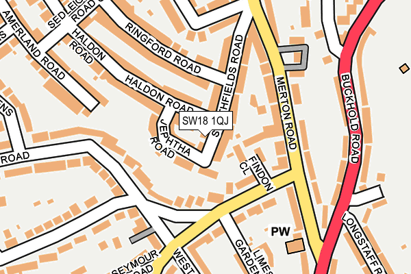 SW18 1QJ map - OS OpenMap – Local (Ordnance Survey)