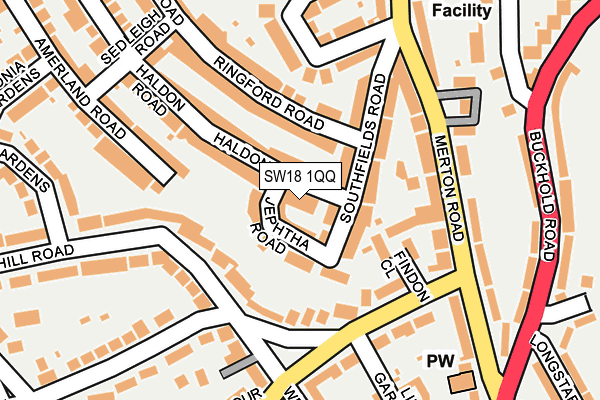 SW18 1QQ map - OS OpenMap – Local (Ordnance Survey)