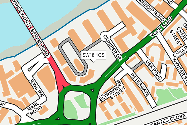 SW18 1QS map - OS OpenMap – Local (Ordnance Survey)