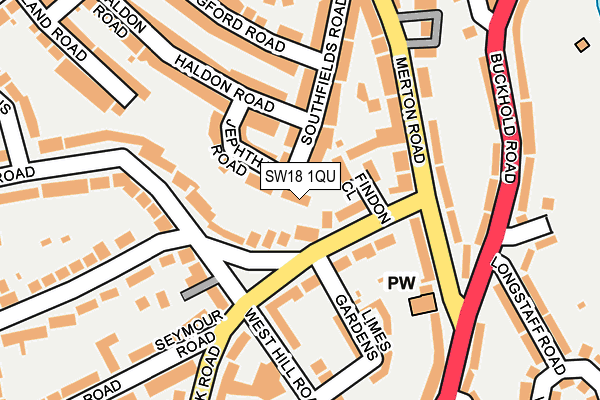 SW18 1QU map - OS OpenMap – Local (Ordnance Survey)