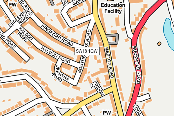 SW18 1QW map - OS OpenMap – Local (Ordnance Survey)