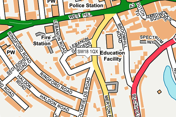 SW18 1QX map - OS OpenMap – Local (Ordnance Survey)