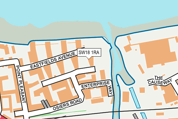 SW18 1RA map - OS OpenMap – Local (Ordnance Survey)
