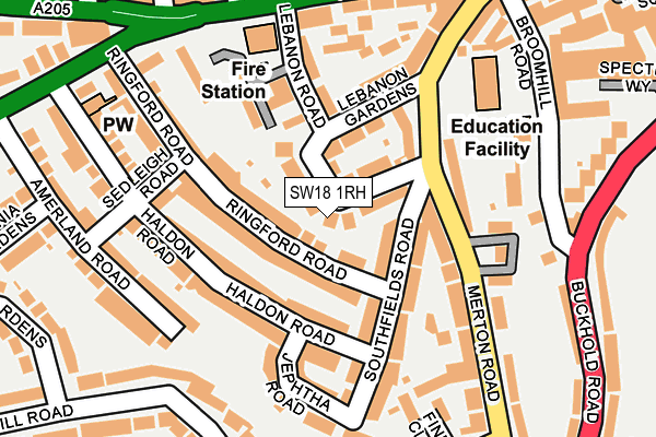 SW18 1RH map - OS OpenMap – Local (Ordnance Survey)