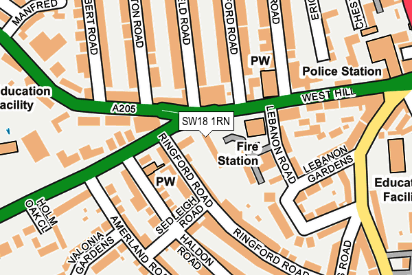 SW18 1RN map - OS OpenMap – Local (Ordnance Survey)