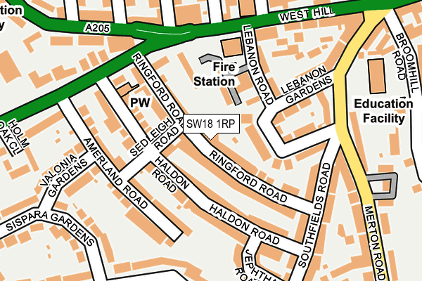 SW18 1RP map - OS OpenMap – Local (Ordnance Survey)