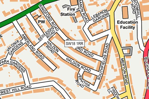 SW18 1RR map - OS OpenMap – Local (Ordnance Survey)