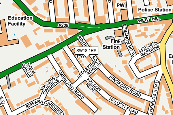 SW18 1RS map - OS OpenMap – Local (Ordnance Survey)