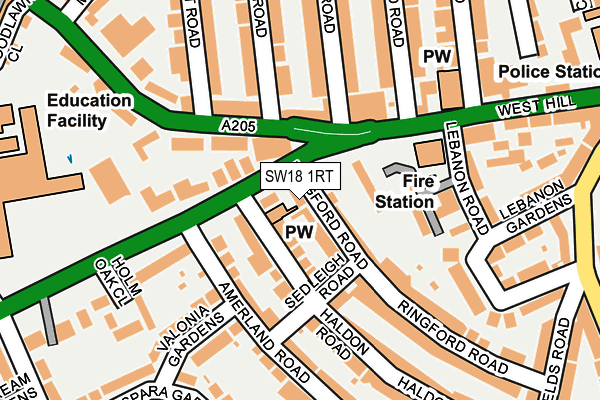 SW18 1RT map - OS OpenMap – Local (Ordnance Survey)