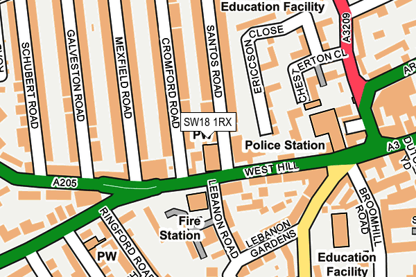 SW18 1RX map - OS OpenMap – Local (Ordnance Survey)