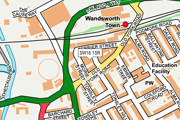 SW18 1SR map - OS OpenMap – Local (Ordnance Survey)