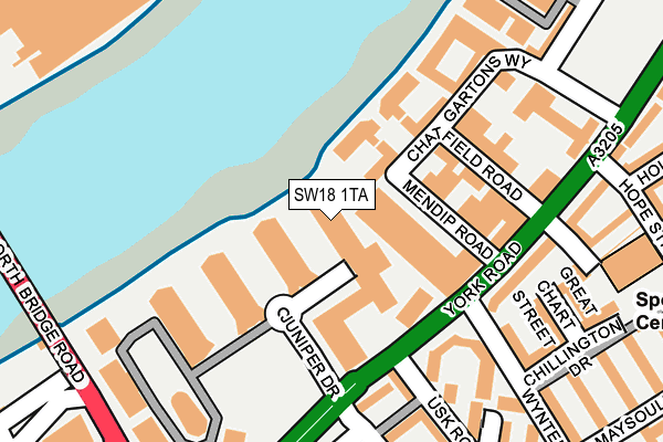 SW18 1TA map - OS OpenMap – Local (Ordnance Survey)