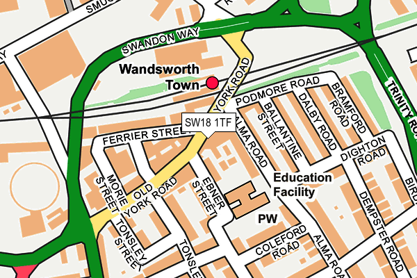 SW18 1TF map - OS OpenMap – Local (Ordnance Survey)