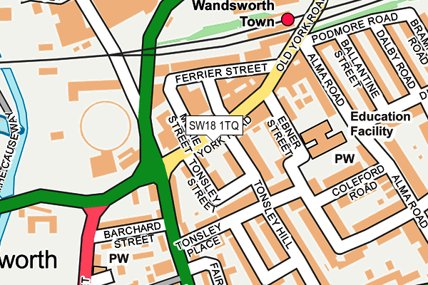 SW18 1TQ map - OS OpenMap – Local (Ordnance Survey)