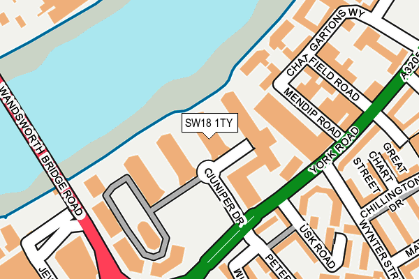 SW18 1TY map - OS OpenMap – Local (Ordnance Survey)